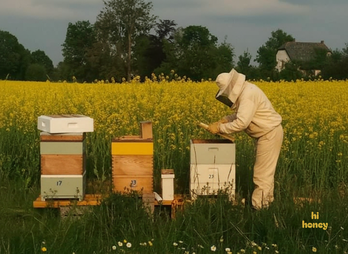 hi honey beekeeper at the hives